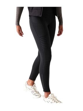 Athleta Delancey Moto Tight Legging Pant Women’s Size M Black Zipper Ankle